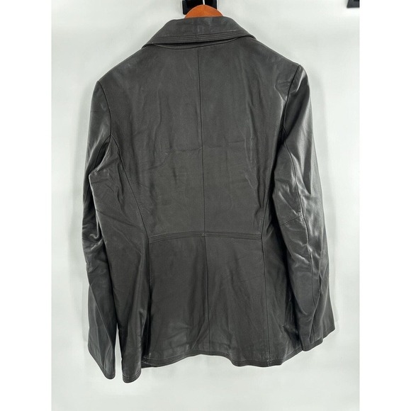 Kenneth Cole Leather Jacket Women’s Size Large Blazer Notched Moto Brown Button‍ - Picture 5 of 11